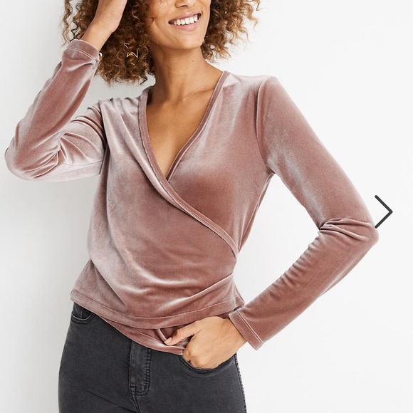 WORN ONCE Madewell velvet ballet wrap top - Picture 1 of 4